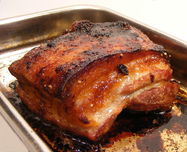 Roasting Pork Belly After curing the pork belly for 6