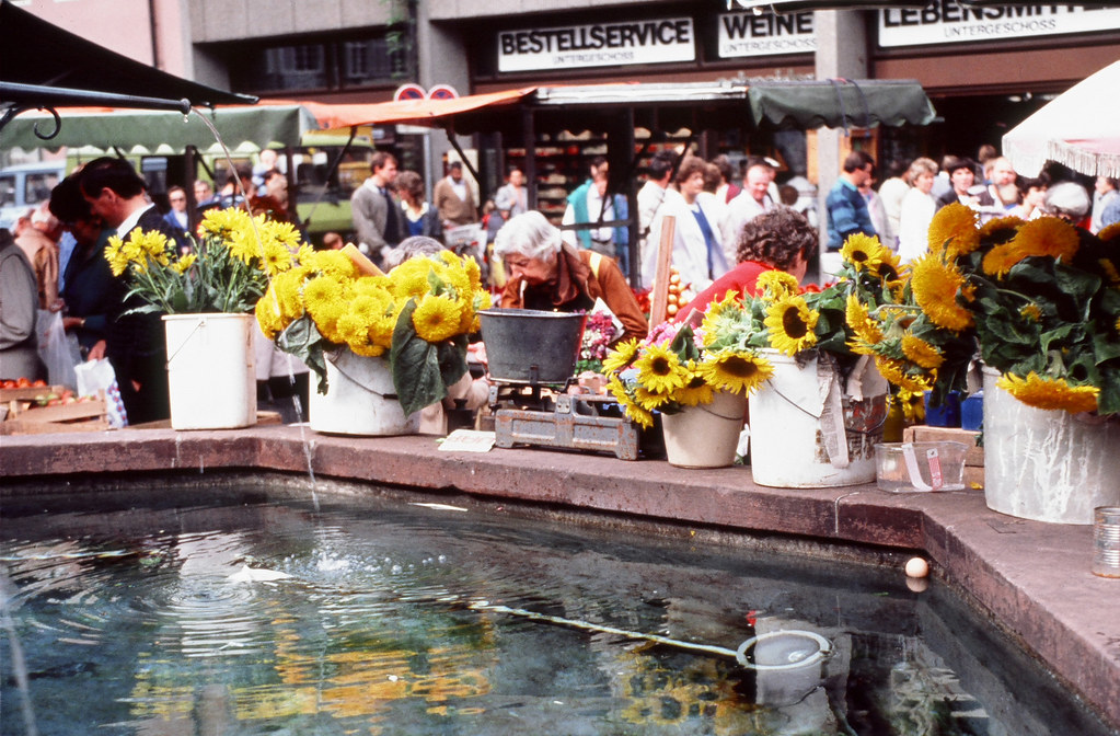Flowers by the Fountain Freiburg Market 1986 franceseattle Flickr