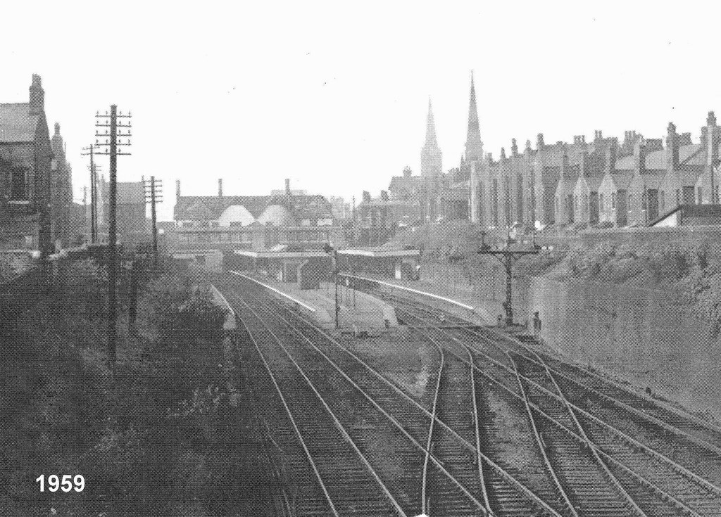 Eccles Station from the east, in 1959 Freccles Friends of Eccles