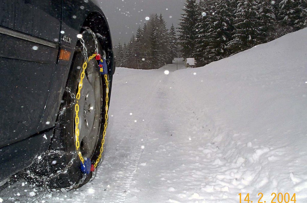 Snow chains Driving with snow chains in Austria. Carl Ford Flickr