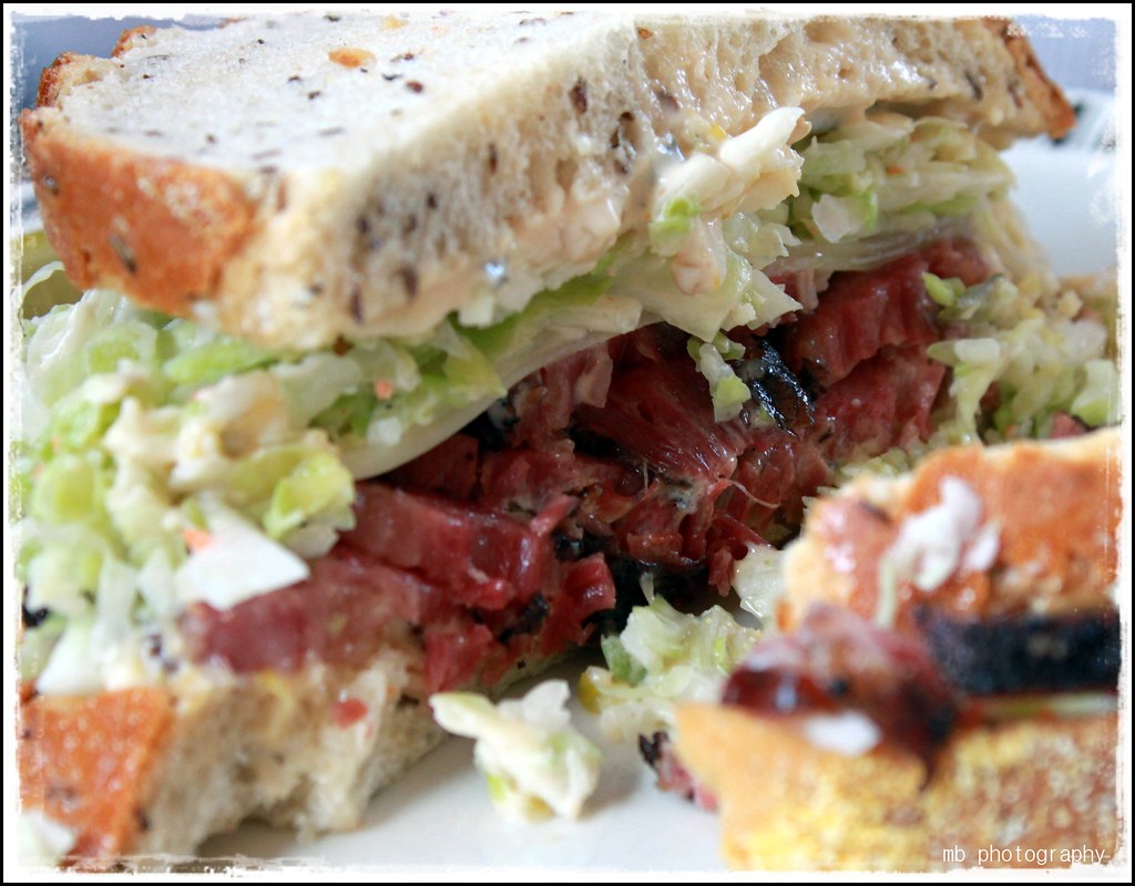 Pastrami sandwich with coleslaw on the inside. Mark Buan Flickr