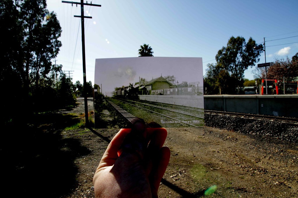 Violet Town train station (into sun) Notice that I'm shoot… Flickr