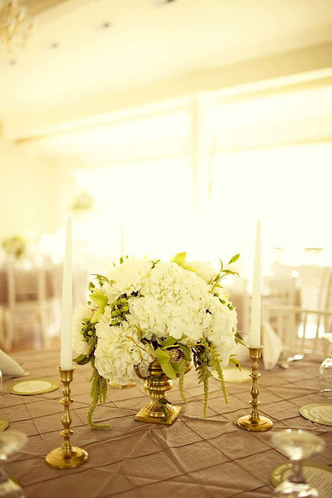A Classic Gold, Ivory and Green Centerpiece Photography by… Flickr