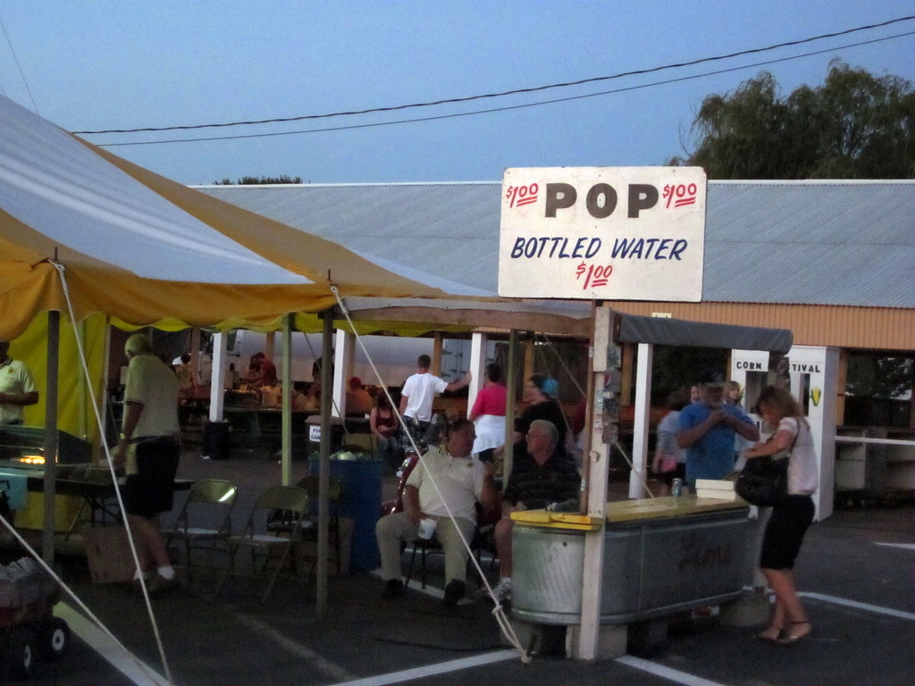 Pop/Bottled Water Stand, Loyal Corn Festival. Mark Flickr