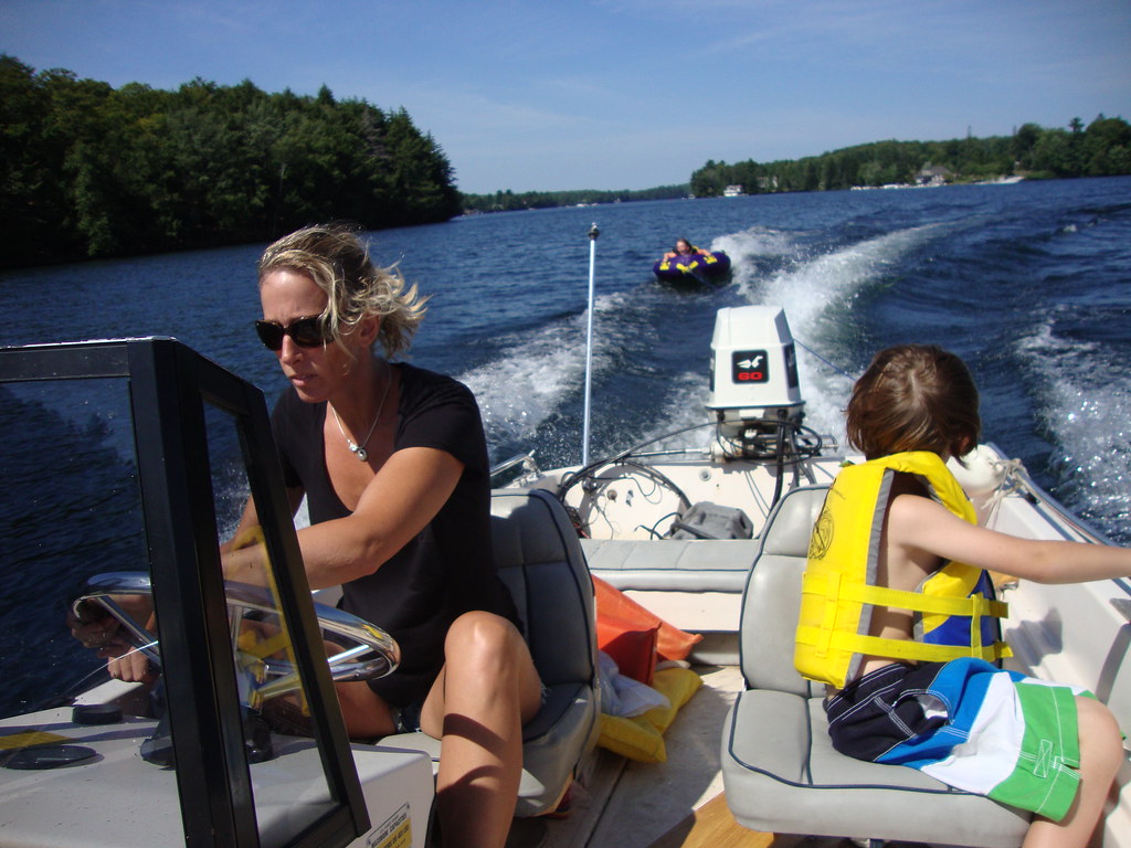 Rachel at speed, Ben tubing lake Joseph, Ontario Peter C Flickr