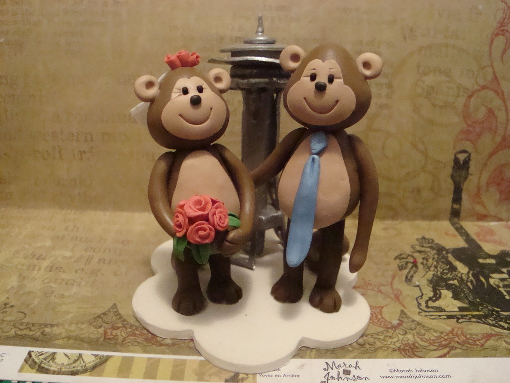 Monkey bride and groom cake topper keren mudahi Flickr