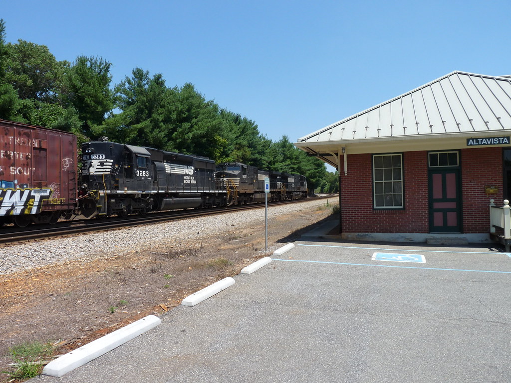 northbound train by old station in Altavista, Virginia Flickr