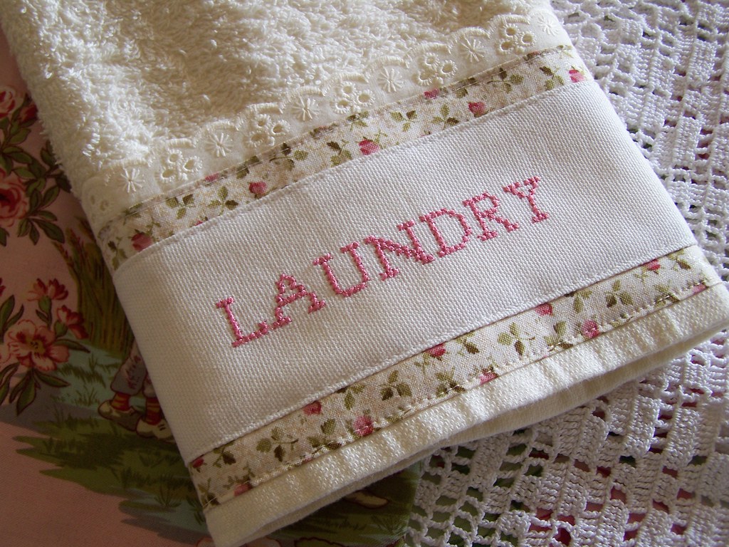 Cottage chic hand towel for the laundry A hand towel with … Flickr
