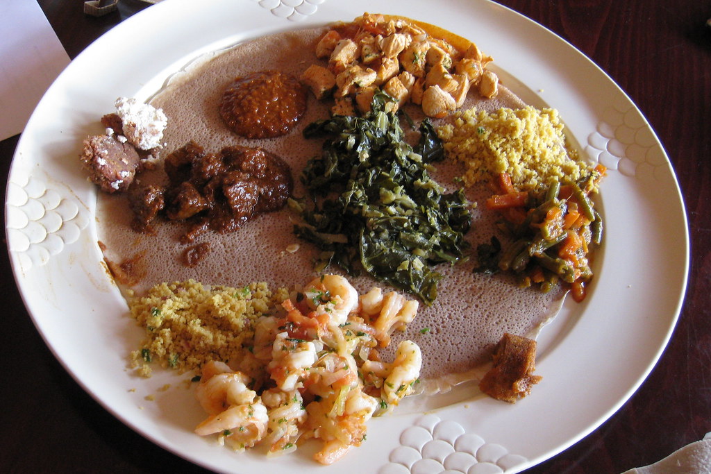 lunch plate at Mesob Ethiopian Restaurant Montclair NJ Flickr