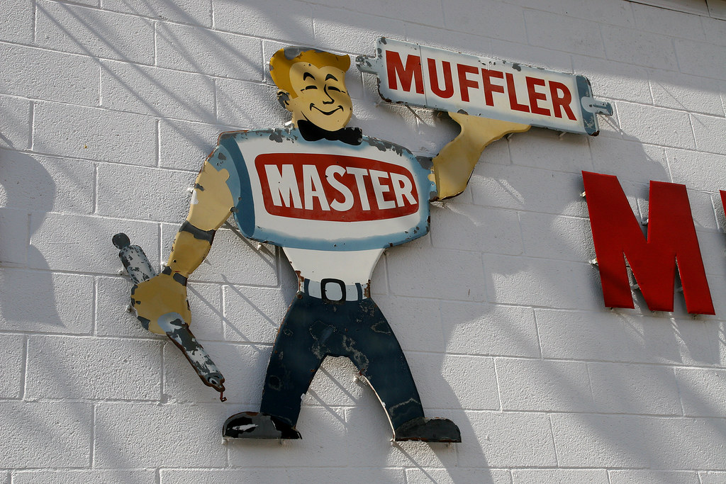 Muffler Guy Old style porcelain enamel on steel sign Ma… Flickr