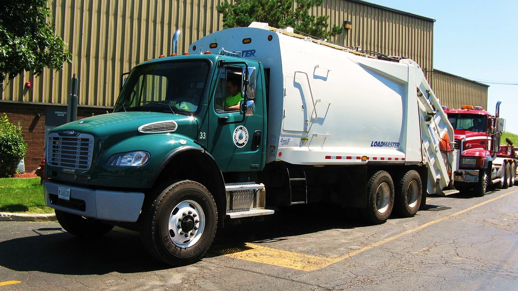 Illinois Public Works Freightliner garbage truck. Glenview