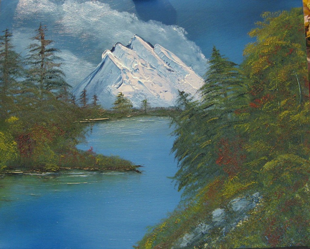 My First Bob Ross type Oil painting I got a Bob Ross start… Flickr