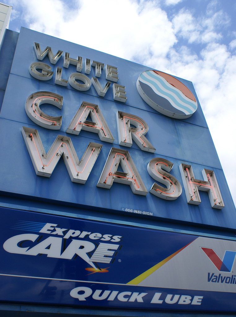 White Glove Car Wash I keep thinking that's a Pepsi logo i… Flickr