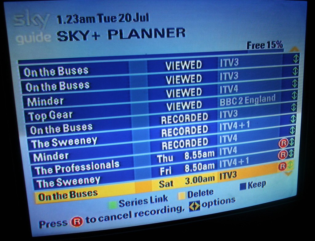 Sky+ planner On the Buses, The Sweeney and Minder.. That's… Flickr