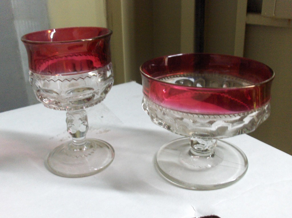 Red Rimmed Glasses HPIM4577 Wine & sherbert glasses from 7… Flickr