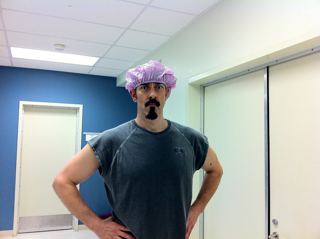 ShowerCapMan Steve Dean Davis prepares for his shower sce… steve