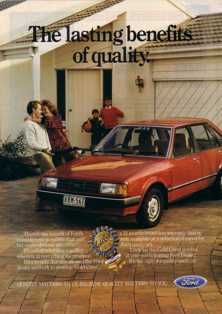 1982 Ford KB Laser Gold Crest Warranty Ad Ford Used Car … Flickr