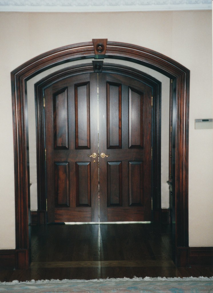 Mahogany Entry Custom Mahogany doors and curved trim. Peter Gallen