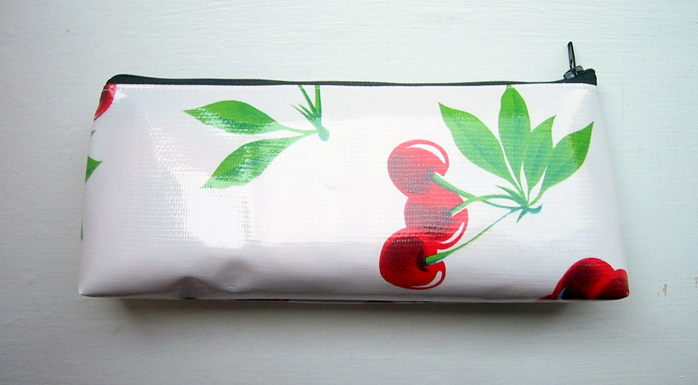 cherry oilcloth zipper pouch pencil case Super cute oilclo… Flickr