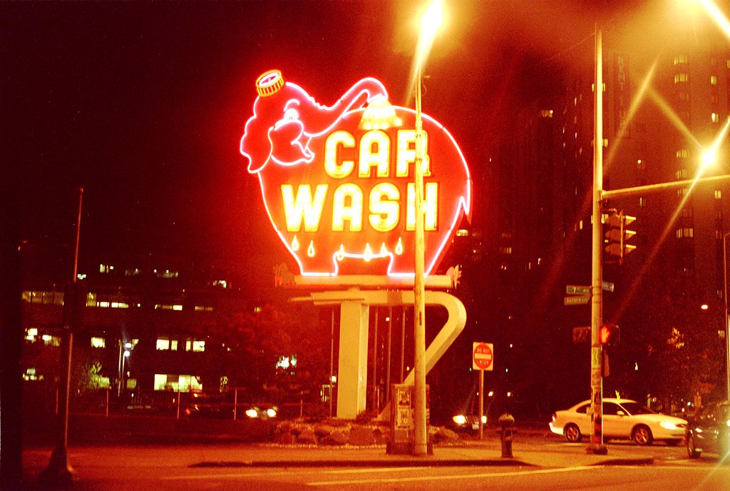 Pink Elephant Car Wash I snapped this in the car passing b… Flickr