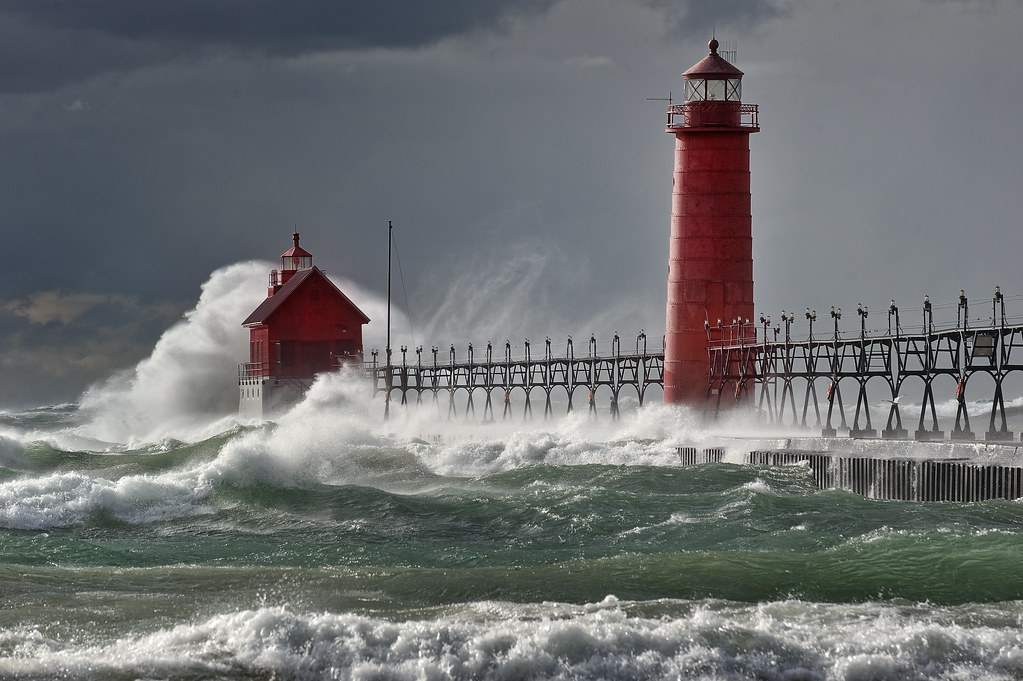 "Nature's Fury" Grand Haven Michigan Lighthouse, Lake Mich… Flickr