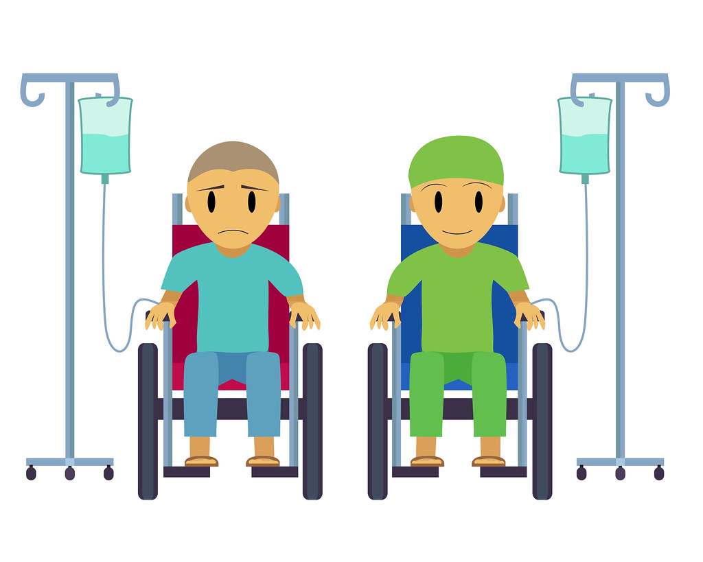 Cancer patient on wheelchair with sad, happy face Cancer p… Flickr