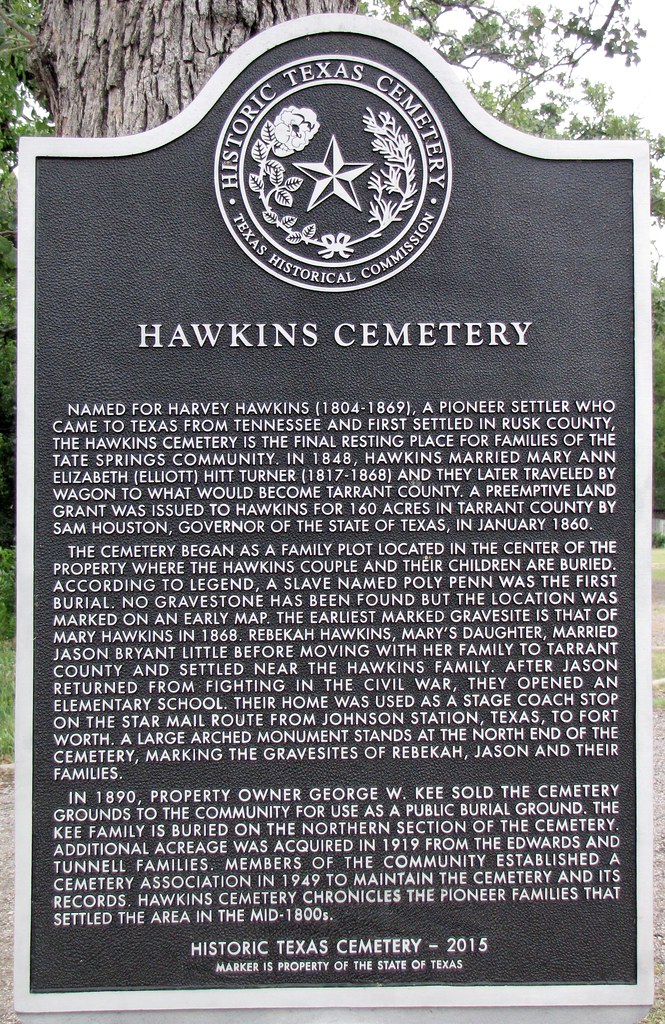 Hawkins Cemetery Named for Harvey Hawkins (18041869), a p… Flickr