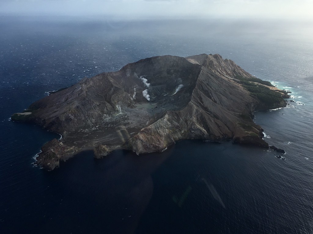 Aerial Whakaari White Island Marine Volcano Bay of Plenty New Zealand