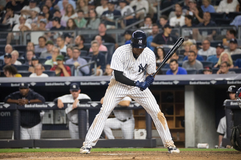 Yankees outfielder Aaron Hicks takes a pitch during the si… Flickr