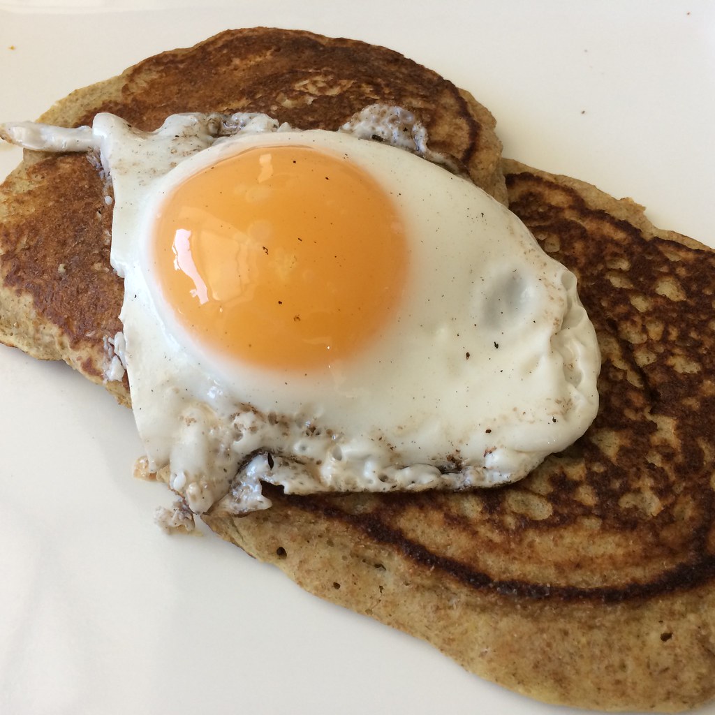 Soaked buttermilk pancakes, topped with duck egg pancake r… Flickr