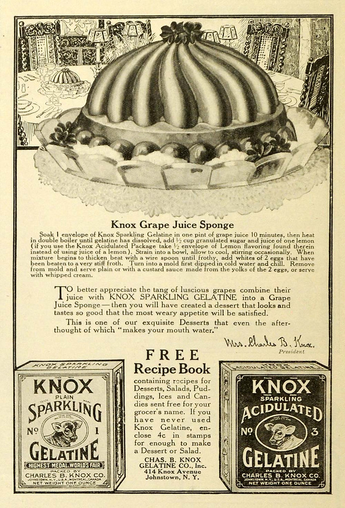 Knox Gelatine's Grape Juice Sponge Recipe 1917 Shannon Lepak Flickr