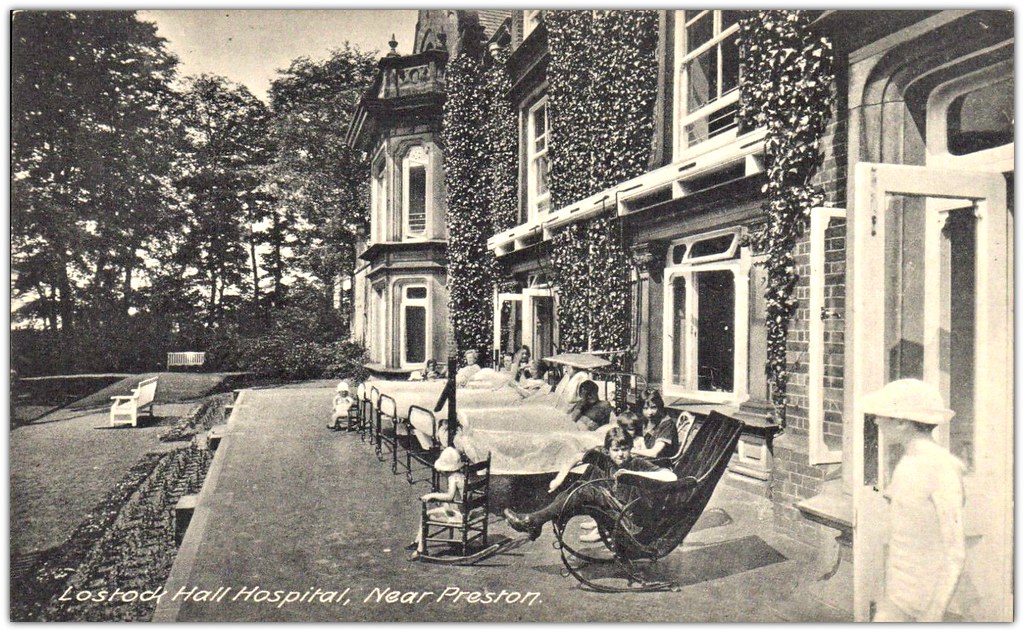 Lostock Hall Hospital, near Preston. Sepia postcard. Preston