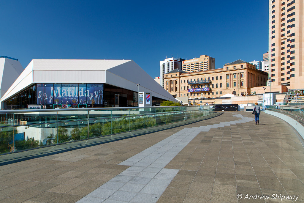 Adelaide Festival Theatre from the River Torrens Footbridge. a photo