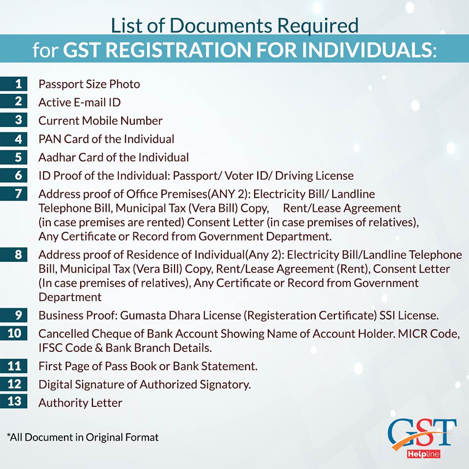 List of Documents Required for GST Registration If you are… Flickr