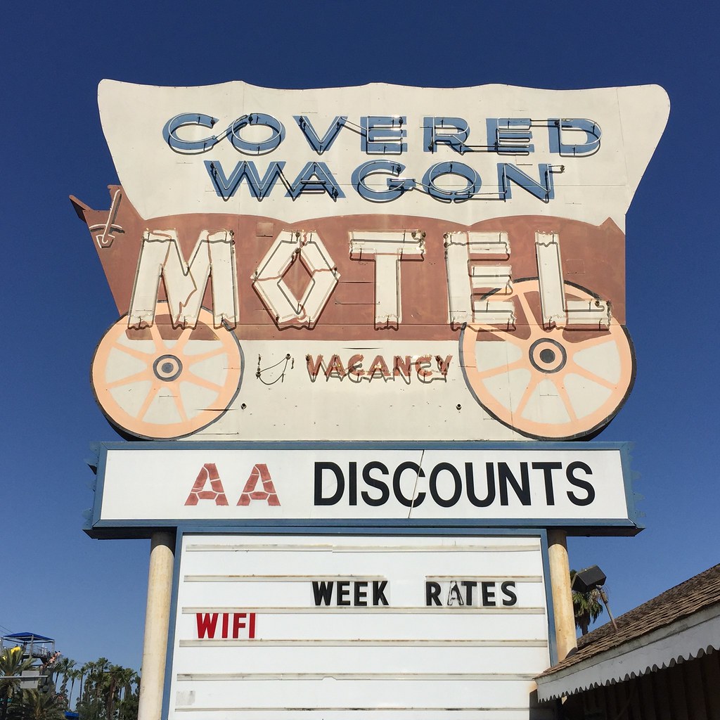 Web get directions, reviews and information for westward wagon inn theme park entrance in buena park, ca. Covered Wagon Motel 7830 Crescent Ave. Buena Park CA jericl cat