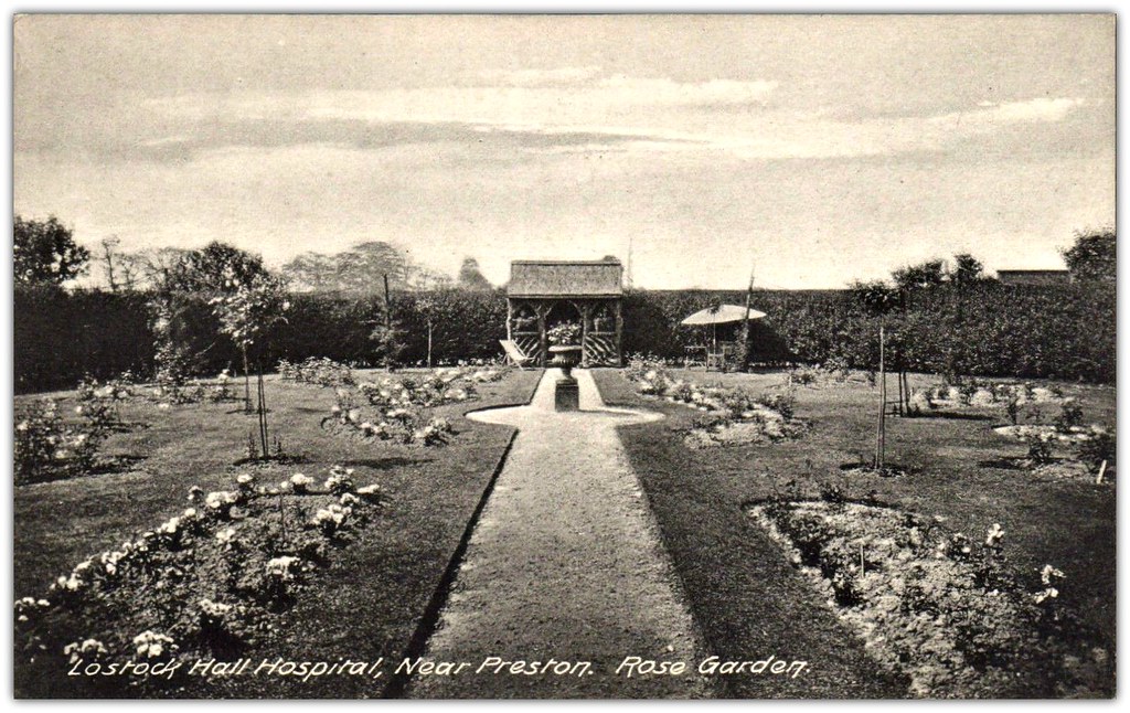 Lostock Hall Hospital, near Preston. Rose Garden. Sepia po… Preston