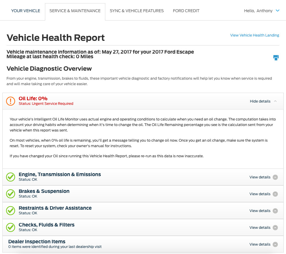 2017 Escape Oil Life status check | Ford Escape Automobiles Forum