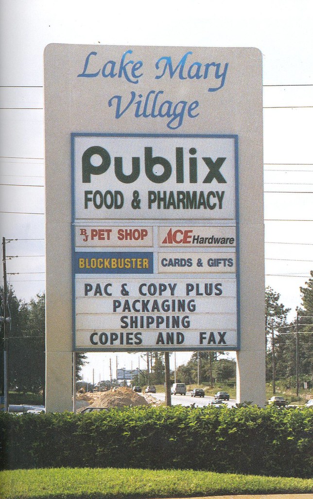 Lake Mary Village sign; 1992 cflretail Flickr