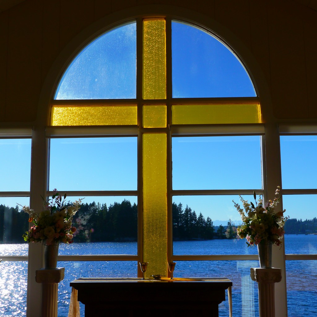 Stained Glass Window in the Chapel on Echo Bay This scene … Flickr