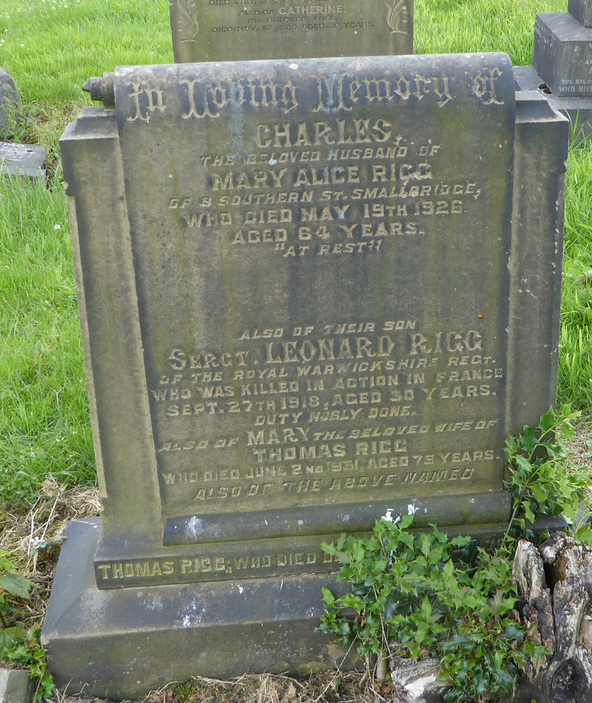 Dearnley Cemetery, Littleborough Sergt. Leonard Rigg died … Flickr