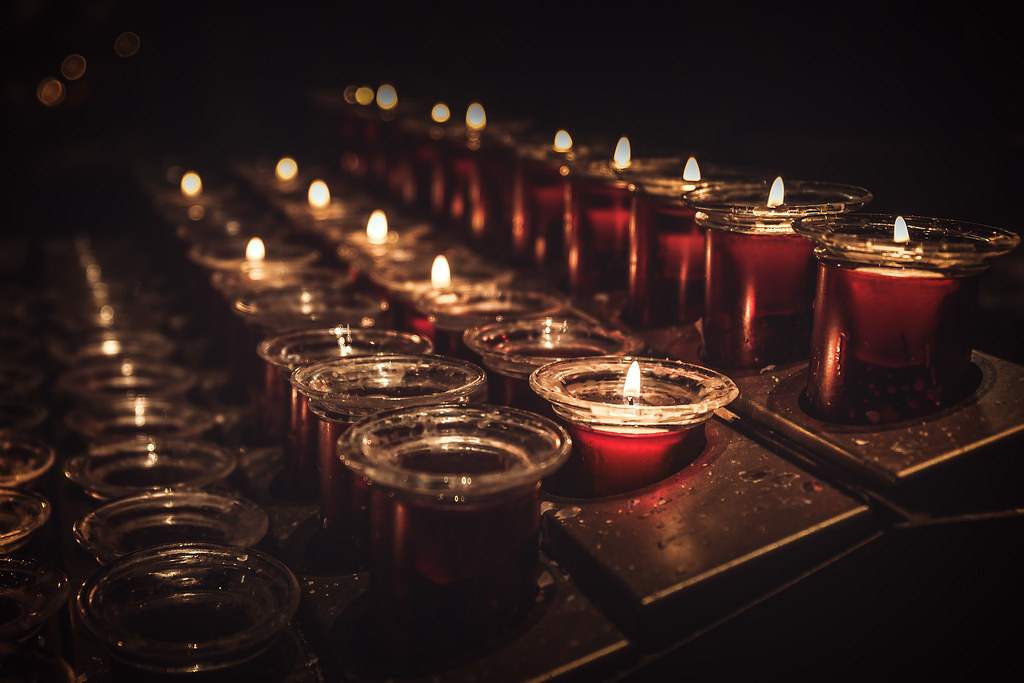 In Memory A candle lit for my father in the Sanctuary of M… Flickr