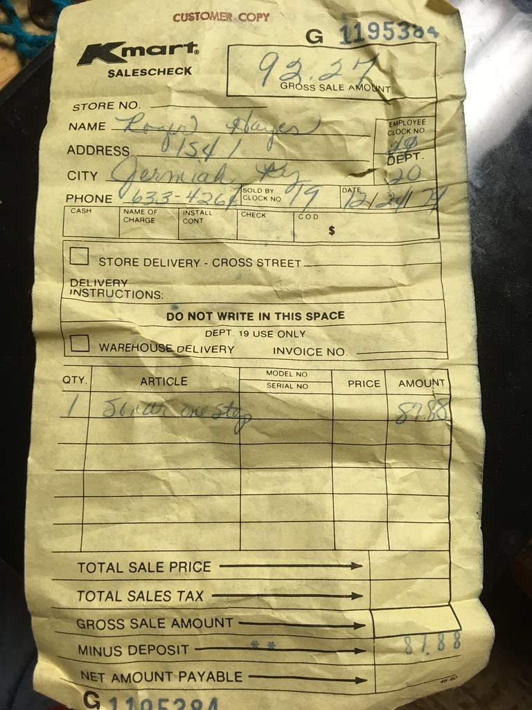 Vintage Kmart sales receipt Here is a very old Kmart sales… Flickr