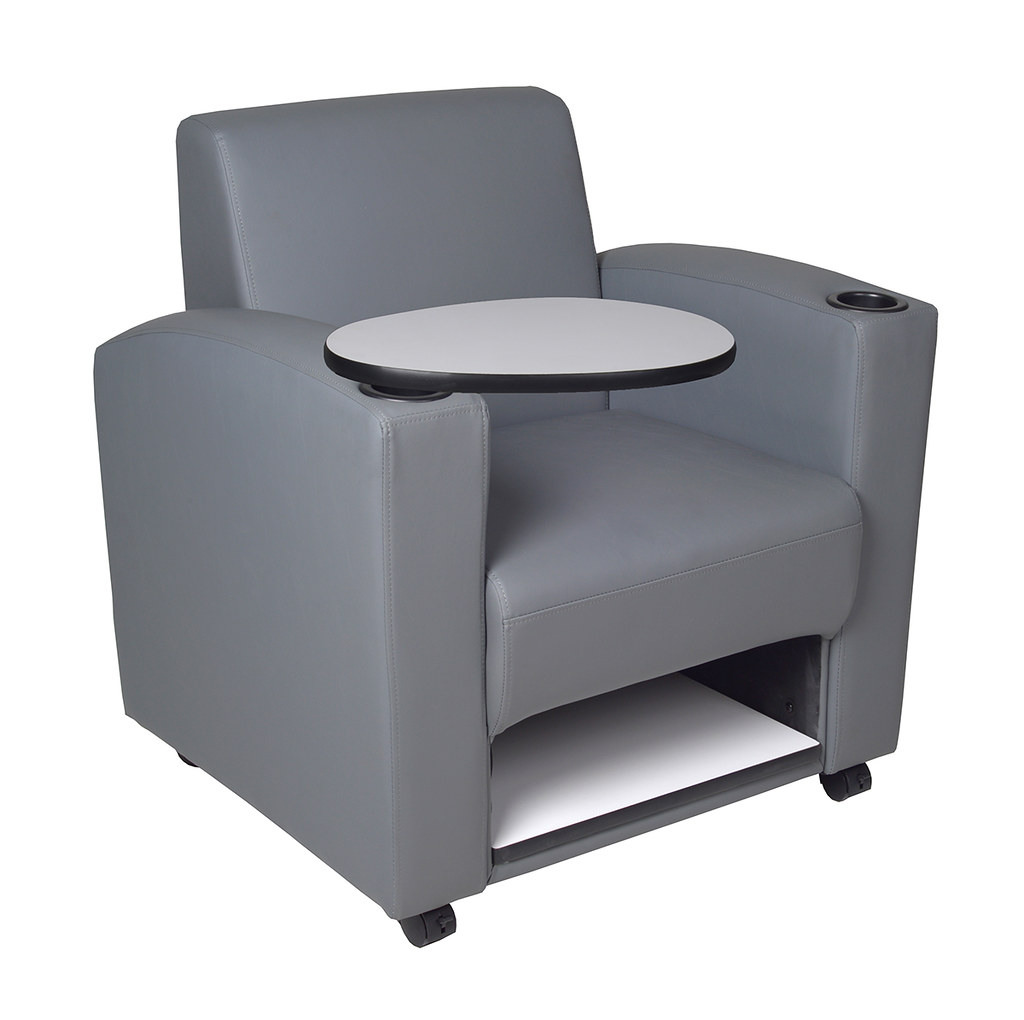 7701WHGY_1 Nova Tablet Arm Chair in White and Grey Regency Office