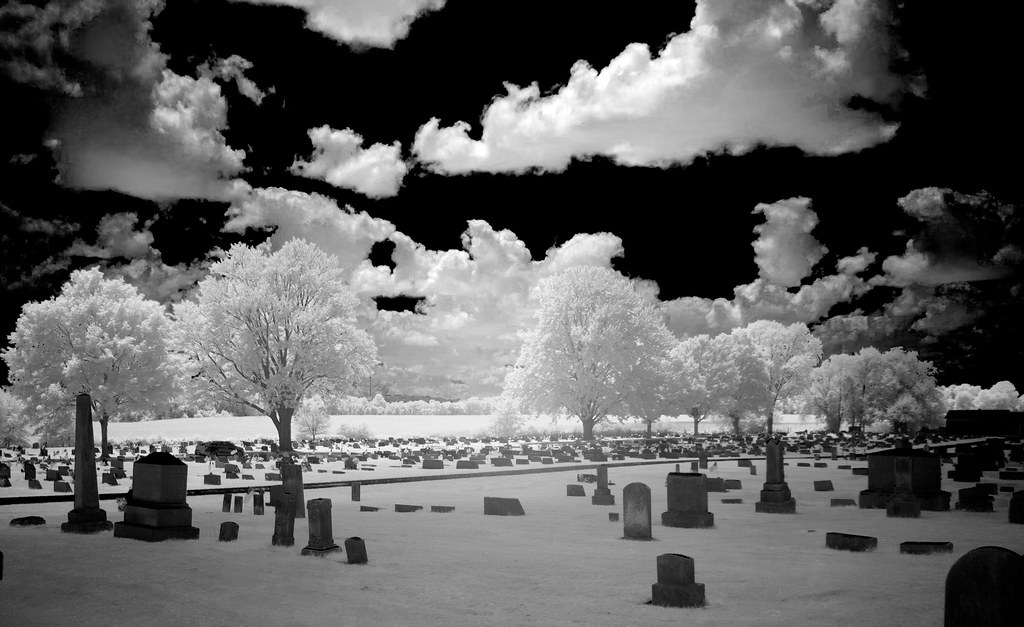 Kirkersville Cemetery monochrome IR Larry Cunningham Flickr