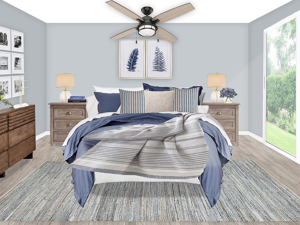 Modern farmhouse bedroom featuring my current fav blue bed… Flickr