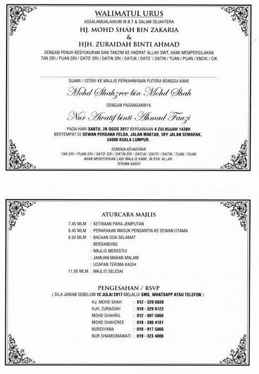 Contoh Ucapan Terima Kasih Selesai Majlis Perkahwinan