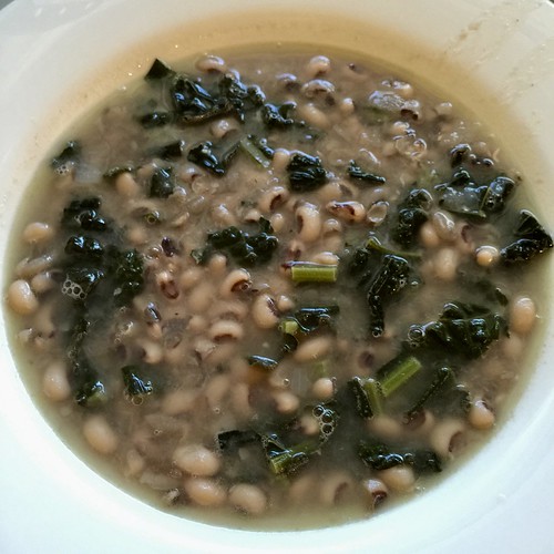 black eyed peas with elephant kale... Flickr