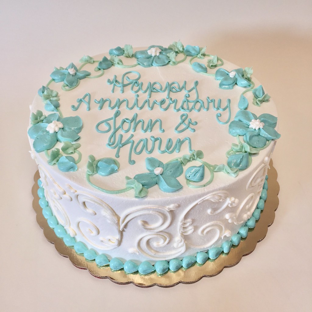 Turquoise Anniversary Cake 500001 Creative Cakes Bakery Tinley