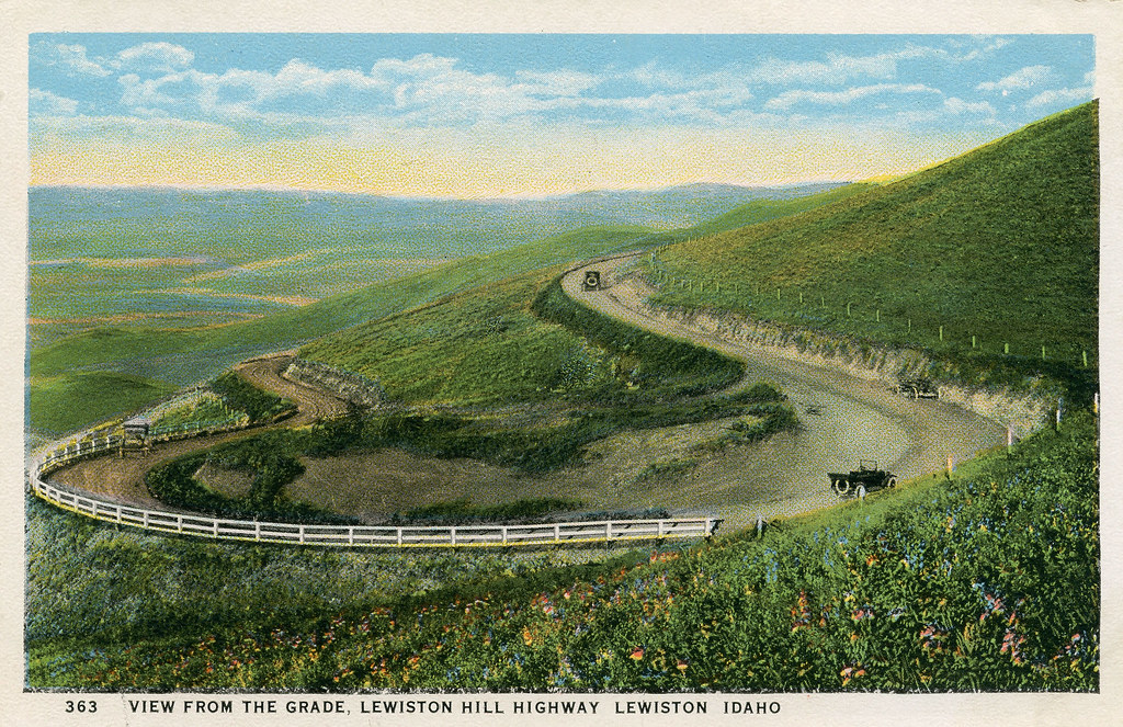View from the Grade, Lewiston Hill Highway, 1919 Lewiston, Idaho a