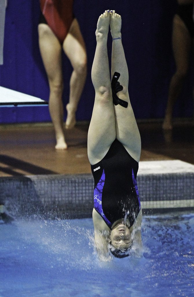 DivingWomen1m1 Dani Higgins, Dartmouth, takes a dive. Team Nova
